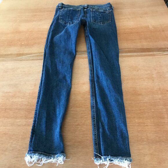 Rag & Bone Skinny Jeans Women 26 Blue Low Rise Distressed Raw Hem Medium Wash - Picture 2 of 13